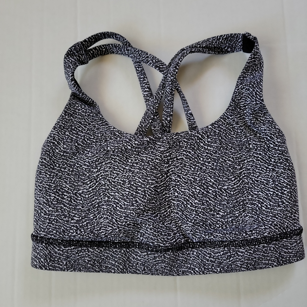 Lululemon Energy Bra Black & White Speckle.  Size 2